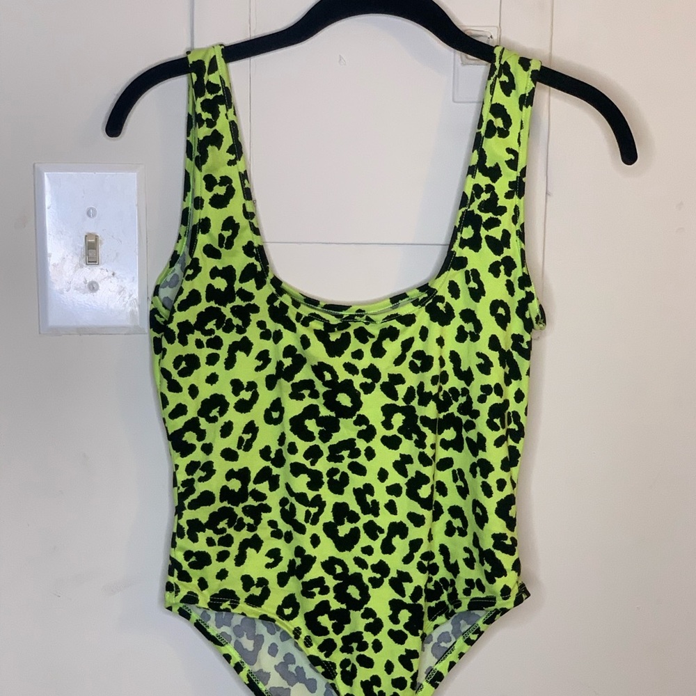 Lime green Leopard one Piece